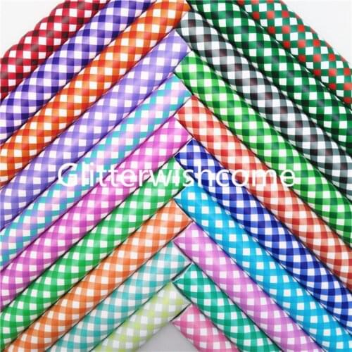 Glitterwishcome 21X29CM A4 Size Grids Printed Synthetic Leather, Soft PU Leather for Bows, GM919A