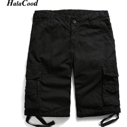 HALACOOD Brand Summer Mens Baggy Multi Pocket Military Cargo Shorts Male Cotton Khaki Mens Tactical Shorts Short Pants 29-44