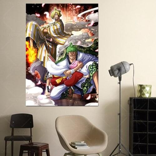 HD Printed Anime Canvas Poster Sanji Zoro Wano One Piece Pictures Wall Art Painting Modular Modern Living Room Home Decor