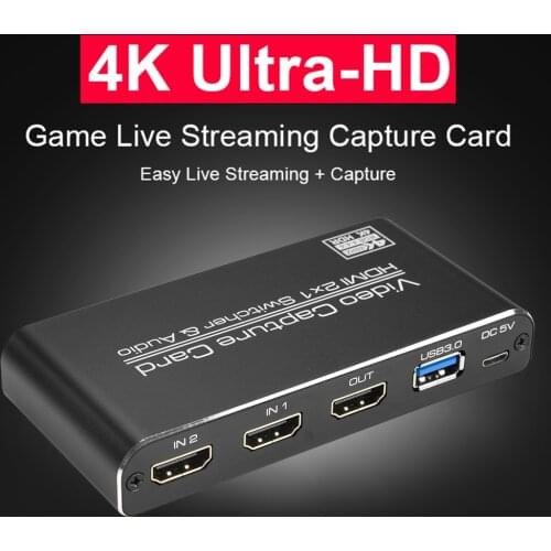 HD 1080P USB 3.0 Video Capture Card 2X1 Loop 4K & MIC+Audio Capture Board Game Record Live Streaming Local Loop Out
