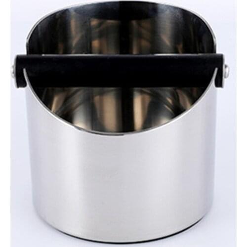 Coffee Powder Residue Box Silver Color Deep Bowl Non-slip Knock Bar Coffee Machine Grounds Recycling Bucket Grind Trash Bin S/L