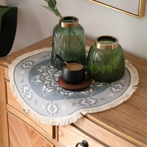 Cilected Nordic Round Carpet For Living Room Bedroom Boho Mandala Tassel Carpet Cotton Linen Anti Slip Prayer Floor Mat Rugs