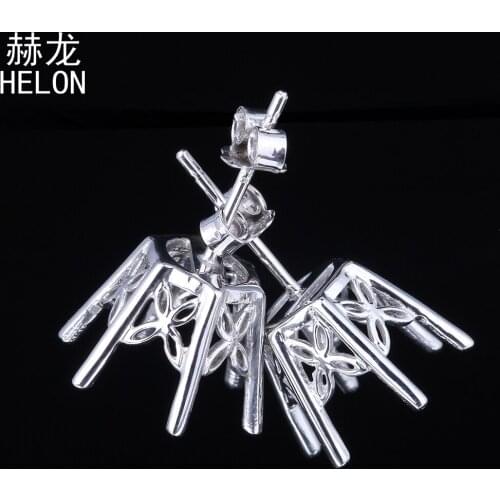 Round 10-11mm Semi Mount Sterling Silver 925 Stud Earrings Vintage Antique Style Fine Silver Women Jewelry Earrings Wholesale