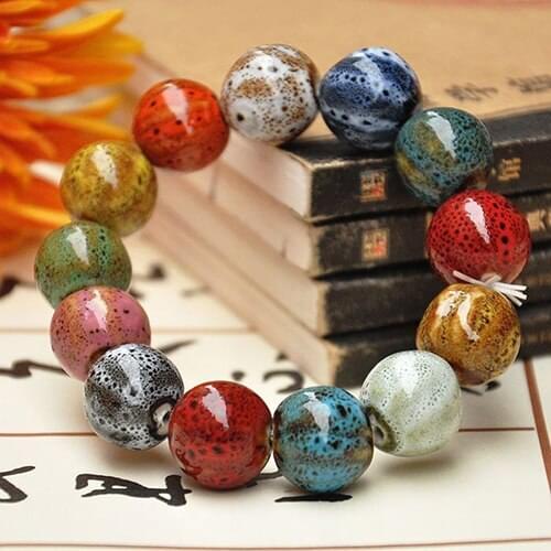 Fashion Women Men Colorful Ceramic Beaded Charm Bracelet Accessory Jewelry Gift