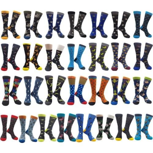 Men socks creative penguin koala sloth duck cat dog beer cock animal socks happy man long cotton socks fashion crazy crew socks