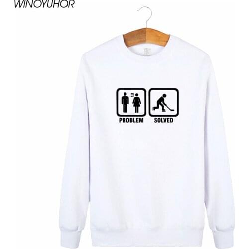 Ice Hockey Problem Solved Hoodies Men New Winter Fashion Casual Long Sleeve Sweatshirts Man Funny Printed Pullovers Homme