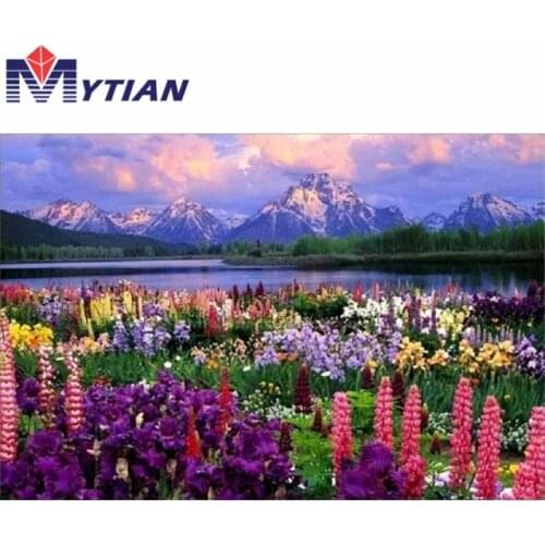 MYTIAN DIY 5D Diamond Painting Natural Scenery Needlework Craft Gift Flowers are Blooming Diamond Embroidery Mosaic Home Decor