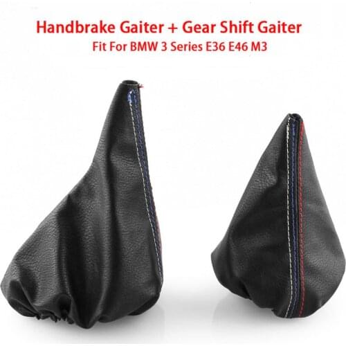 2 Pcs/Set New Car modification DIY accessories Black Handbrake Gaiter Shift Boot Leather Cover Boot For BMW 3 Series E36 E46 M3