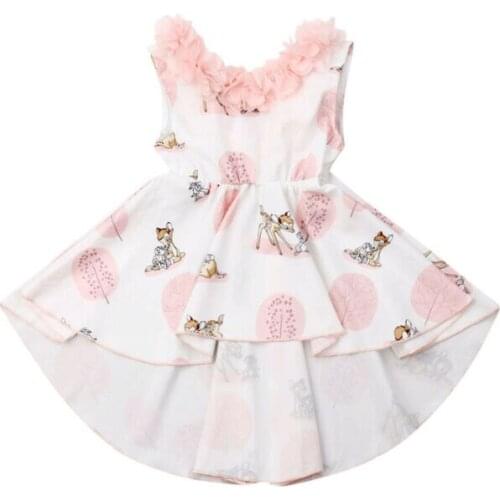 2019 New Cute Toddlers Baby Girls Kid Dress Sleeveless Ruffles Flowers Irregular Dress Clothes Sundress