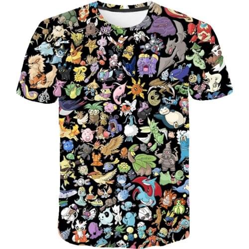 2021 New 3d Men And Women Summer Fashion Casual Kids Tops Cartoon Pokemon T-shirt Boys Anime T-shirt O-neck Clothes Large Size