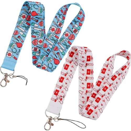 2021 New Design 1 Piece Nurse Doctor ID Card Badge Holder Fashion Medical Tools Stethoscope Keychains Mobile Phone Neck Lanyard