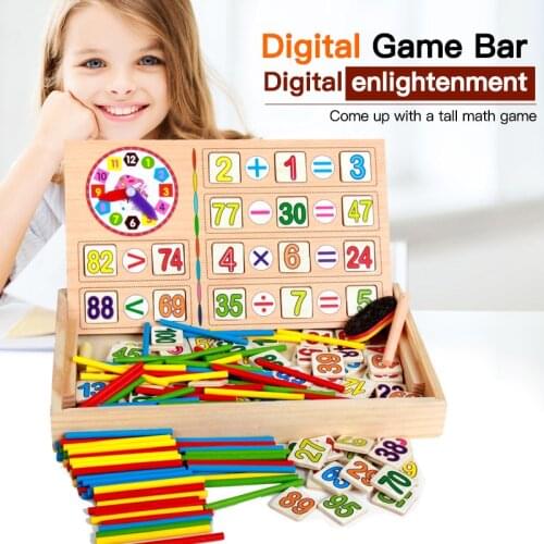 2 Style New Childrens Wooden Number Math Calculate Game Toy Learning Box Desktop Fun Early Educational Toy For Baby Kids Gift