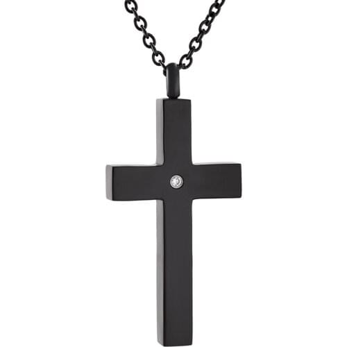 Charm Stainless Steel Black Different Style Cross Cremation Pendant Memorial Necklace Ashes Urn Keepsake Funeral Men Jewelry