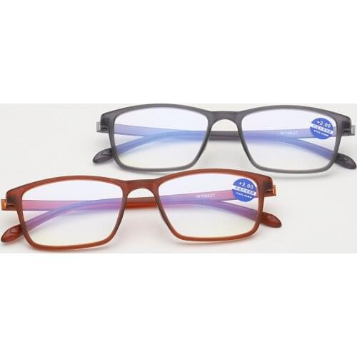 New Generation Anti Blue Ray Reading Glasses TR Rectangular Eyeglasses Frame With Clear Lens Degree Range Plus +1.0 To +4.0
