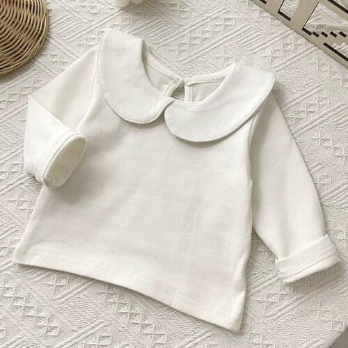 Infant Baby Girl Clothes Spring Autumn Casual Fashion Cotton Long Sleeve Princess Shirt Newborn Baby Girls Solid T-shirt