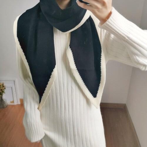Solid Color Knitted Scarf Shawl Korean Warm Winter wrap for Women
