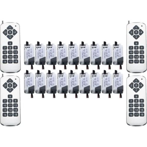 AC220V 1CH 10A Wireless Power Switch System teleswitch 18 Receiver & 4Transmitter Learning Code Toggle Momentary