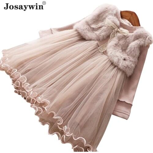 Josaywin Children Clothes Dress for Girls Long Sleeve Autumn Winter Girls Dress Vestidos Warm Mink Casual Princess Girls Dresses