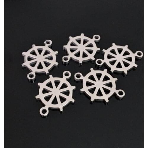 10pcs Rudder Stainless Steel Charm New Stainless Steel Jewelry Accessory Pendant for DIY Jewelry Making
