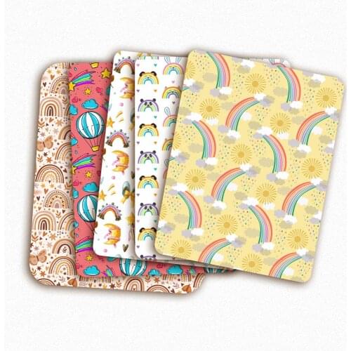 Polyester Cotton By The Meter rainbow Fabric Logo Print PatchworkTissue Sewing Quilting Fabrics Needlework Material DIY Handmade