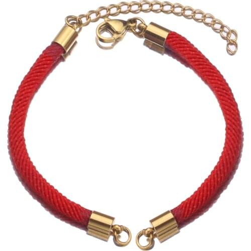 2pcs/lot 3mm Adjustable Stainless Steel Gold Bucket Red Rope Chains DIY Connectors Charms Bracelets Jewelry Making Supplies