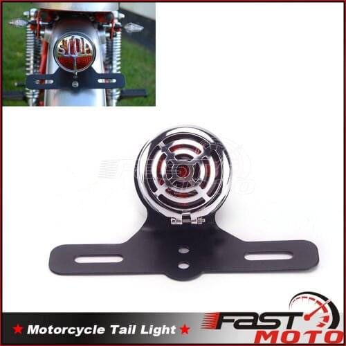 Replica Stop Tail Brake Light Cafe Racer Rear Lamp LED License Plate Registration Taillight for Harley Scrambler Chopper Bobber