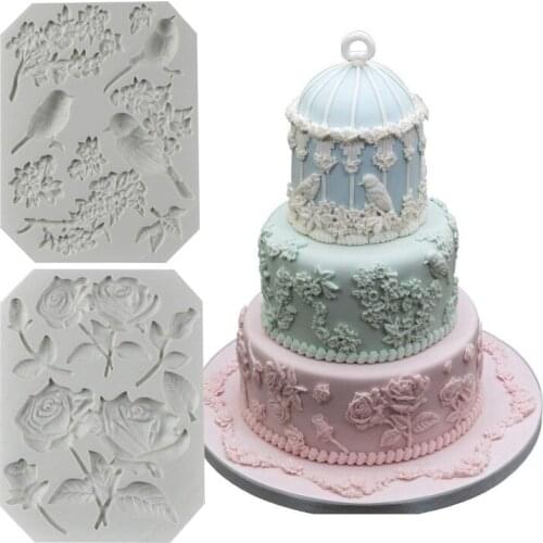 The Easiest Rose Birds Fondant mold Cake Decorating Gumpaste Flowers mold chocolate sugarcraft baking tool 2PCS Set