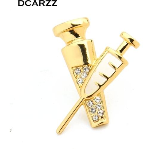 Syringe Pin Medical Jewellery Crystals Brooches for Women MD Gift Medical Student/Doctor/Nurse Gifts Nurse Jewelry Wholesale