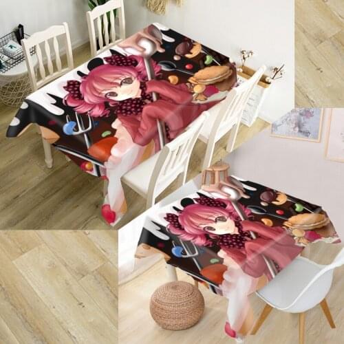 Anime Charlotte Tablecloth 3D Oxford Fabric Square/Rectangular Dust-Proof Table Cover For Party Home Decor TV Covers New 0804
