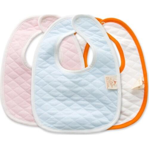 Newborn Baby Baby Bib Bib Thickened Double Layer Quilted Cotton Baby Saliva Towel Snap Buckle Newborn Bib