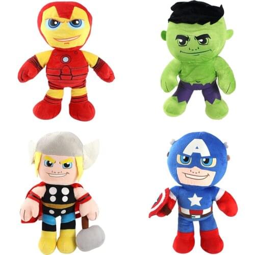 35-39cm The Avengers Super Heros Hulk Thor Iron Man Captain America Plush Toys Soft Stuffed Doll Birthday Gifts For Children