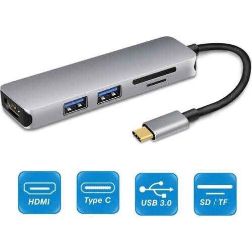 10set Typt-c Type C Hub USB C USB3.1 Hub with HDMI 5 in 1 Combo Hub with 2 USB3.0 Ports SD TF Card Reader USB adapater