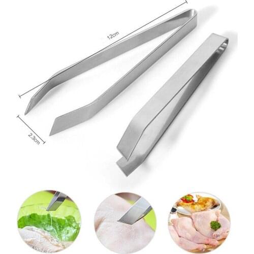 Stainless Steel Fish Tweezers Fish Bone Remover Pincer Puller Kitchen Cooking Tongs Practice Skin Removal Pincer Seafood Tools