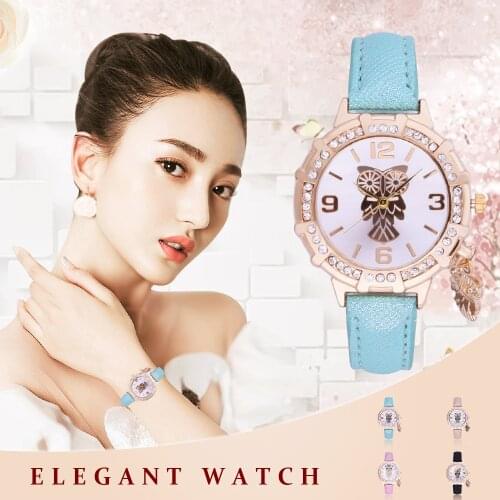 High Quality Fashion Leather Strap personality Women Watch Casual Owl pendant Quartz Wrist Watch Women Dress Ladies Luxury Watch
