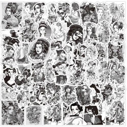 10/30/50PCS Japanese Ukiyo-e Geisha Art Stickers Decal Motorcycle Phone Laptop Luggage Guitar Car Cool Graffiti Sticker Kids Toy