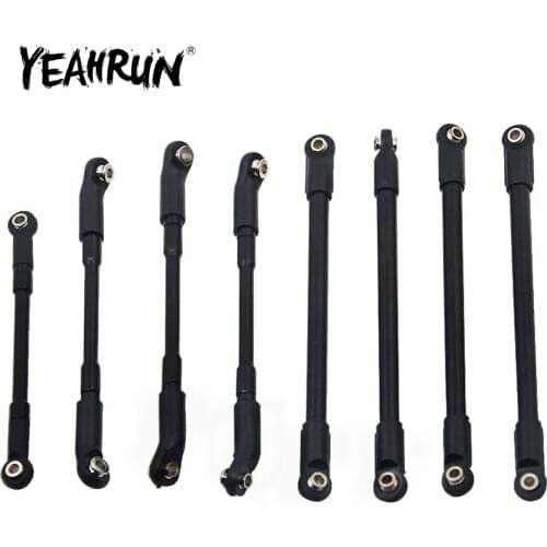 YEAHRUN 8pcs Black Aluminum Alloy Link Rod Linkage Set for D90 1/10 RC Crawler Car Upgrade Parts Accessories
