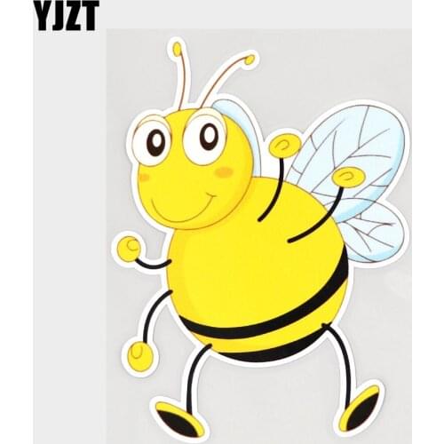 YJZT 10.9CM×14.7CM Simple Insect Happy Little Bee Flying PVC Car Sticker 11C-0386