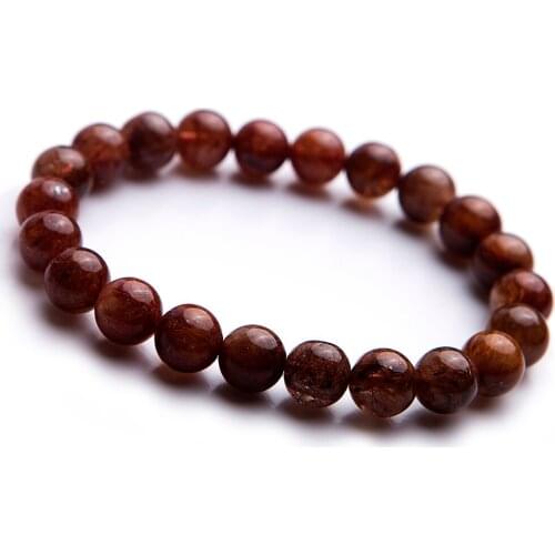 Genuine Natural Copper Hair Rutilated Quartz Beads Stone Women Fashion Bracelets 9mm
