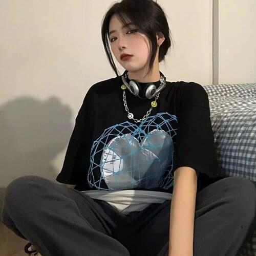 Print Harajuku goth Female t-shirts Women Streetwear crop Tops Kawaii Short Anime T Shirt HipHop y2k clothes tshirt clothing