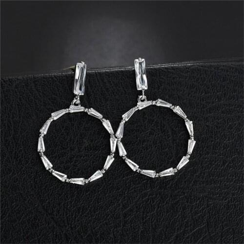 Hoop Earrings Set 3A Zircon For Women 2021 Trend Copper S925 Silver Needle European American Plated 16K Real Gold Eardrop