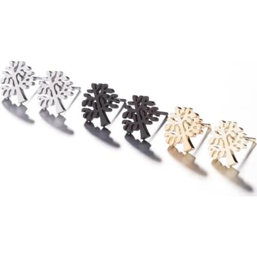 Yiustar Ladies Earrings Jewelry Exquisite Feather Earrings for Women Party Gift Beautiful Life Tree Simple Stud Earrings brincos