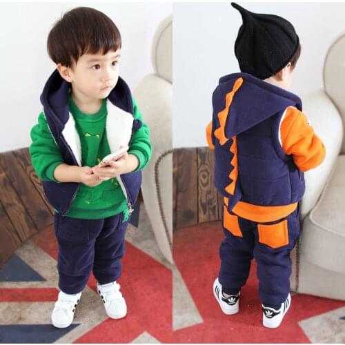 2020 winter boys girls 3 pieces sets Small children wear sportswear +Cotton pants+Cotton vest baby Cashmere thickening clothes