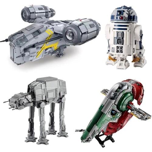 Star Plan Spaceship UCS Slave 1 UCS Razor Crest Big Size AT-AT R2-D2 Building Blocks Compatible 75060 75288 75308 Bricks Gift