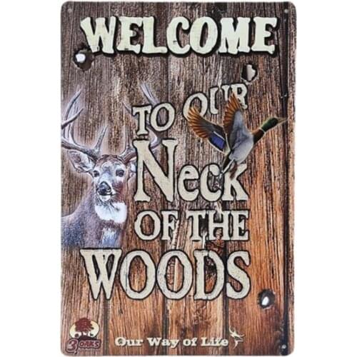 1 pc welcome hunting hunter woods jungle deer Tin Plate Sign wall plaques man cave Decoration Art Dropshipping Poster metal