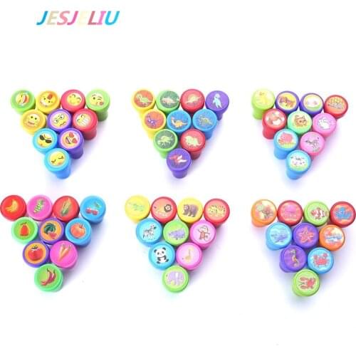 10Pcs/Set Self-ink Rubber Stamps Event Supplies Birthday Gift Lovely Fashion Stamps Toys Boy Girl Student School Office