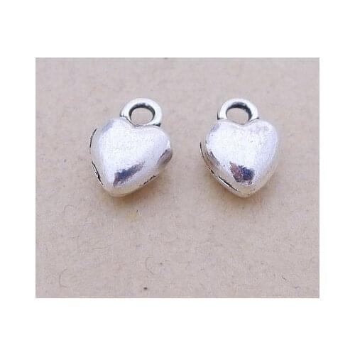 30 Pieces 10*7mm Mixed Alloy Antique Silver Color Little Heart Charms Bracelet Keychain Pendant Accessory For DIY Jewelry Making