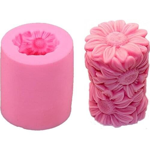 3D Sunflower Candle mold Handmade Soap Mould Pudding Jelly Dessert Chocolate Mould Silicone Molds For Candle macking