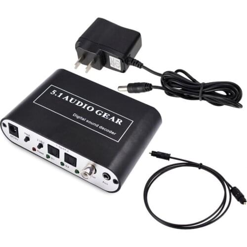 5.1 Audio Decoder Digital Sound DTS/AC3/PCM Optical to Stereo Surround Digital to Analog Converter HD 2 SPDIF 3.5 AUX Coaxial