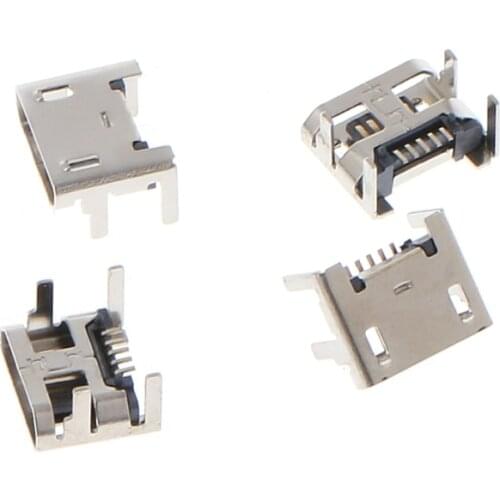 10 Pcs Micro USB Type B 5 Pin Female Socket Connector SMD 4 Legs 90 Degree