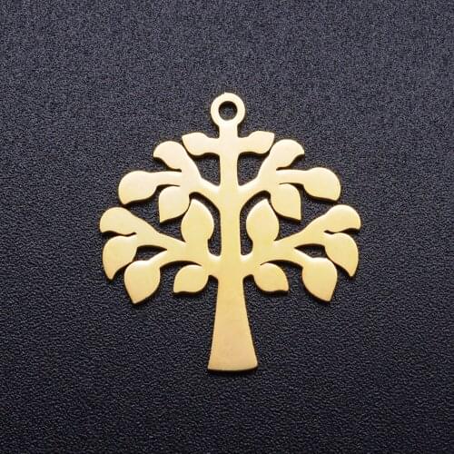5pcs/lot Tree of Life Stainless Steel DIY Charms Wholesale High Polished DIY Pendants for Necklace Making OEM Charm Accepted